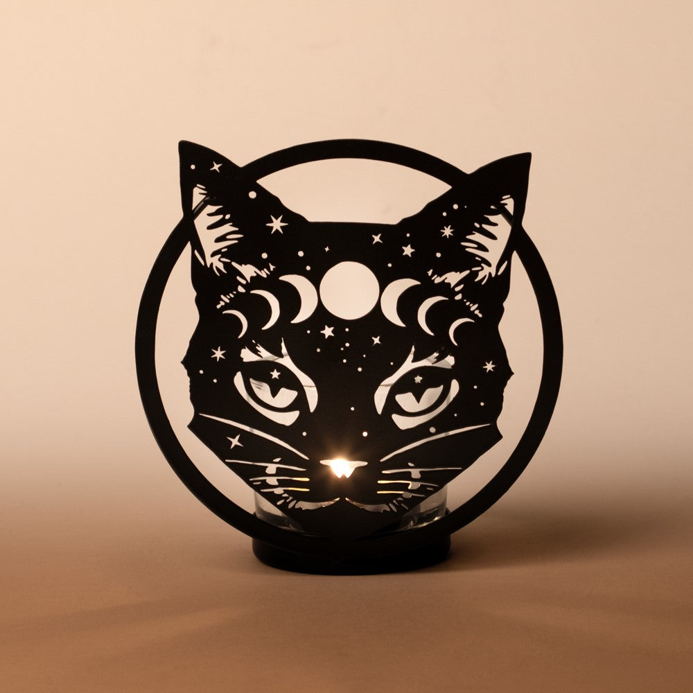 Alchemy Gothic Celestial Cat T-Light Holder (TLH7)