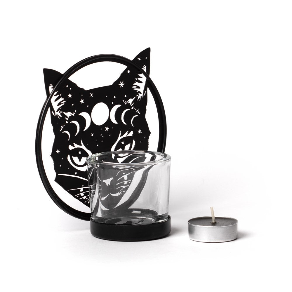 Alchemy Gothic Celestial Cat T-Light Holder (TLH7)