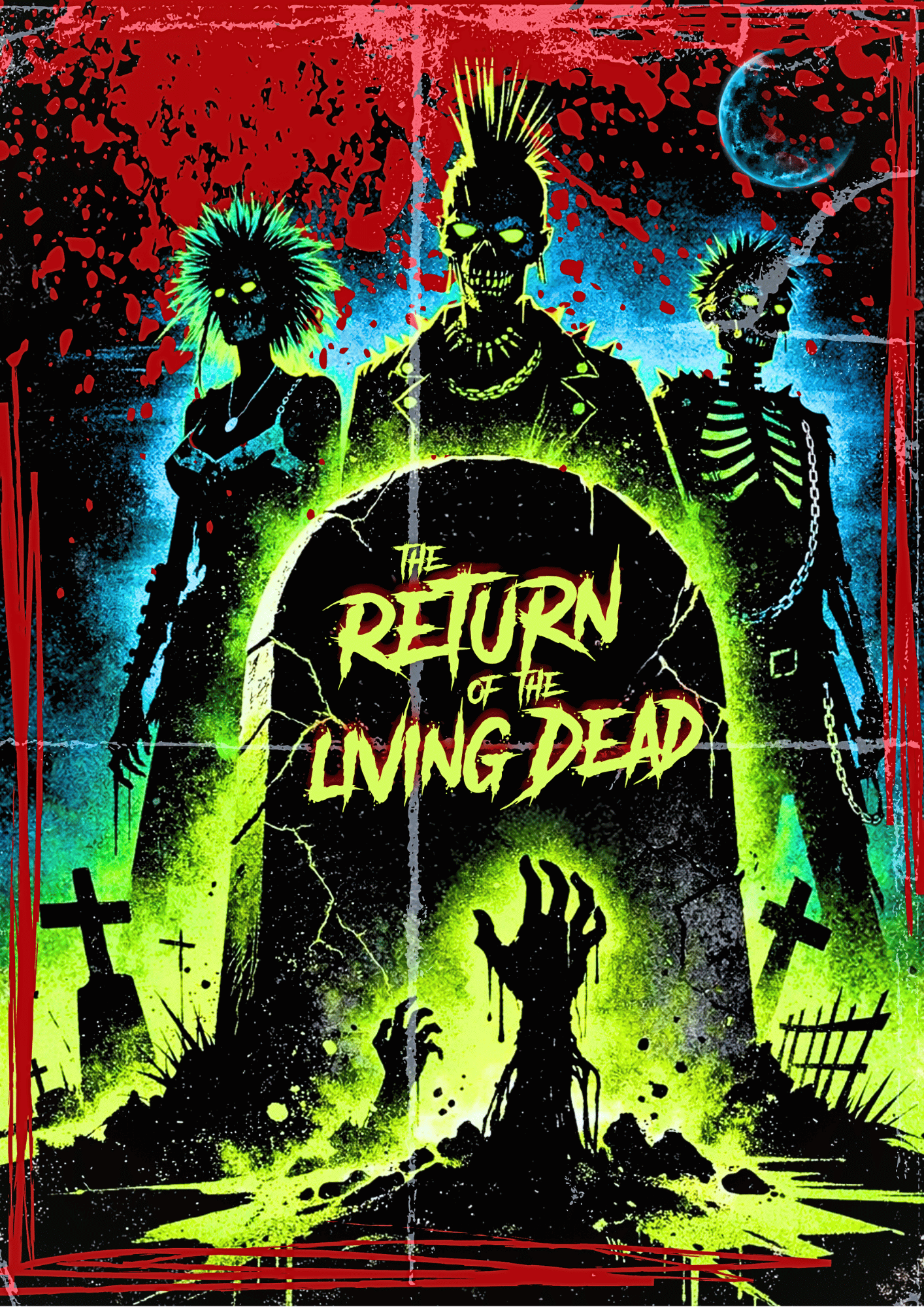 The Return of the Living Dead Horror Movie Poster - Rotting Away Neon