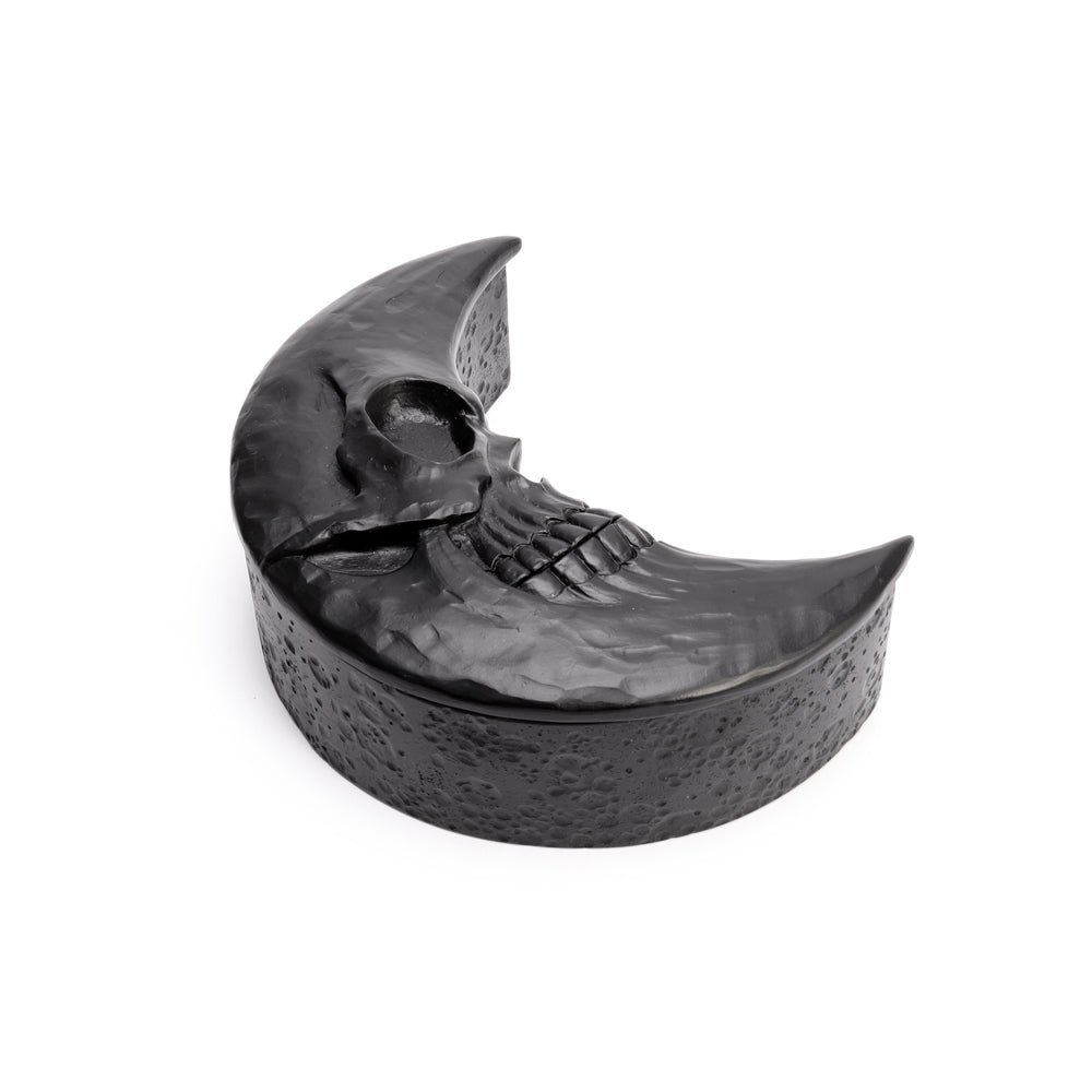 Alchemy Gothic Skull Moon Matt Black Trinket Box (V104B)