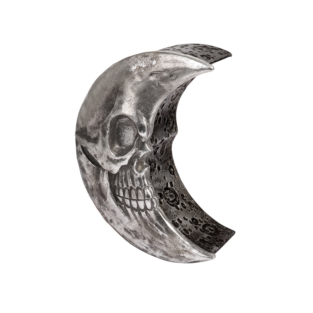Alchemy Gothic Skull Moon- Silver Trinket Box (V104S)