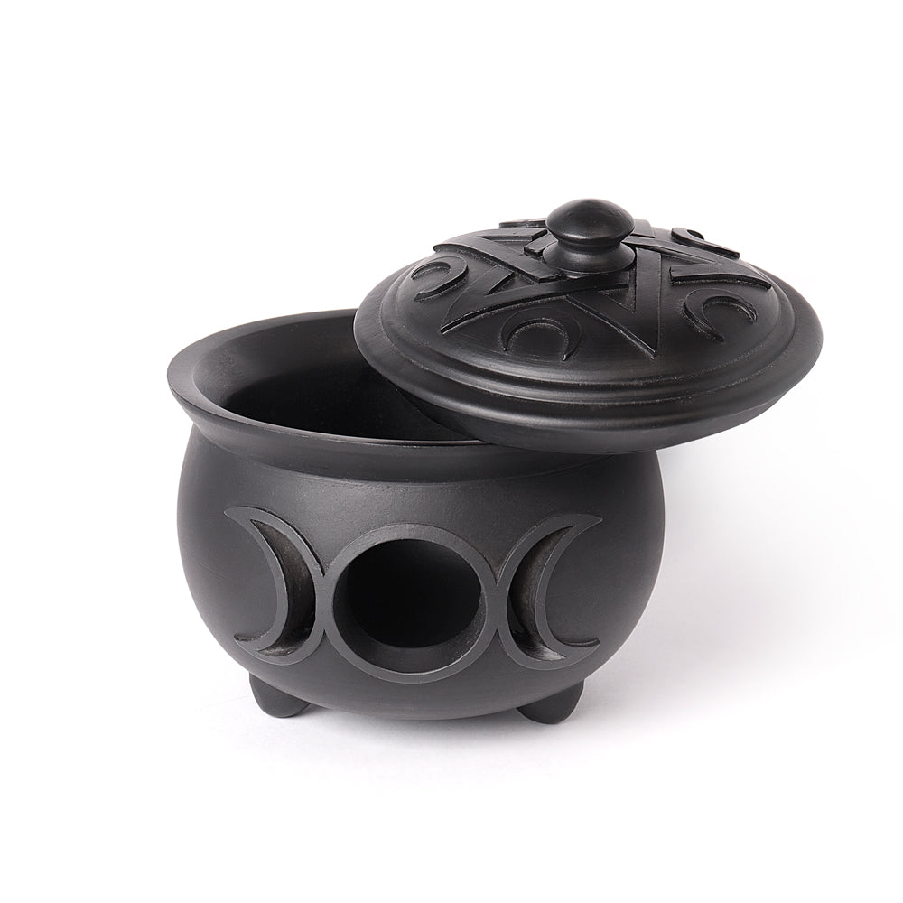 Alchemy Gothic Triple Moon Cauldron Trinket Box (V107)