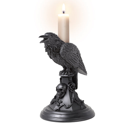 Alchemy Gothic Poe's Raven Candlestick (V109)