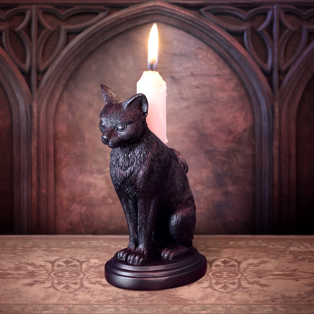 Alchemy Gothic Faust's Familiar- Cat Candle Holder (V113)