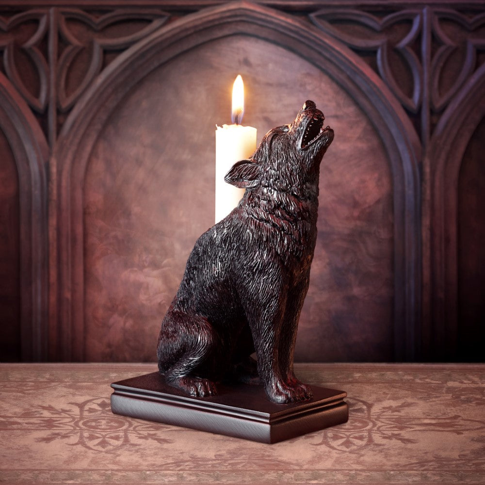 Alchemy Gothic Ulula Noctis Wolf Candle Holder (V115)