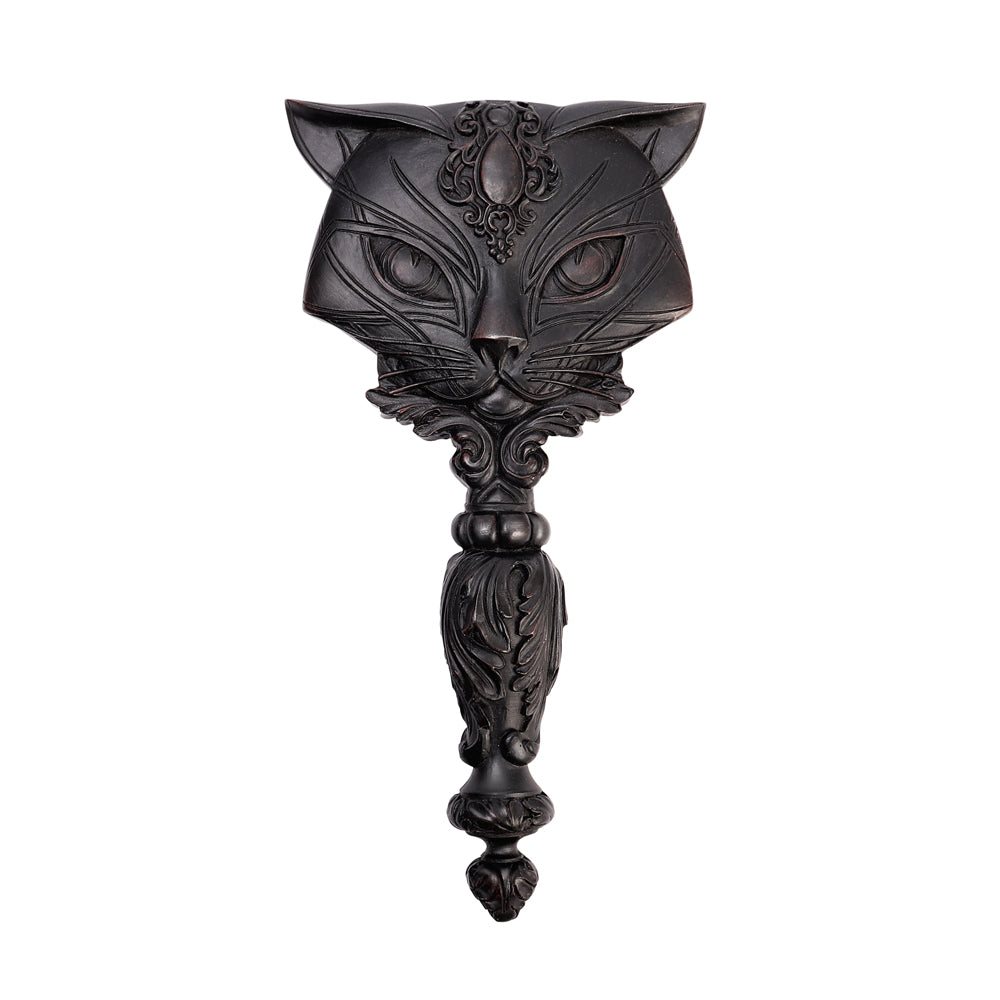 Alchemy Gothic Sacred Cat Hand Mirror (Black) (V64B)