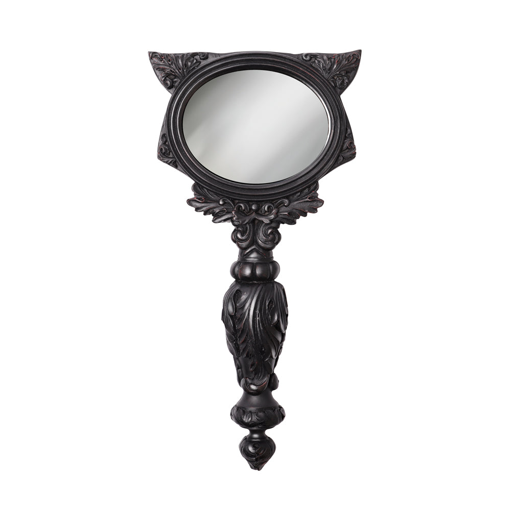 Alchemy Gothic Sacred Cat Hand Mirror (Black) (V64B)