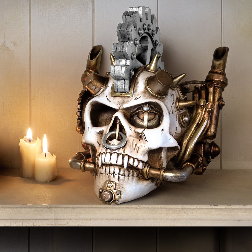 Alchemy Gothic Steam head Skull Ornament (V73)