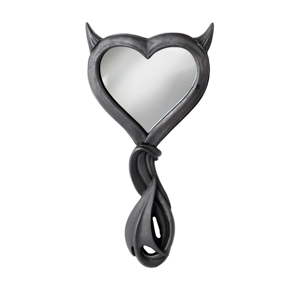 Alchemy Gothic Devil's Heart Hand Mirror (Black) (V80B)
