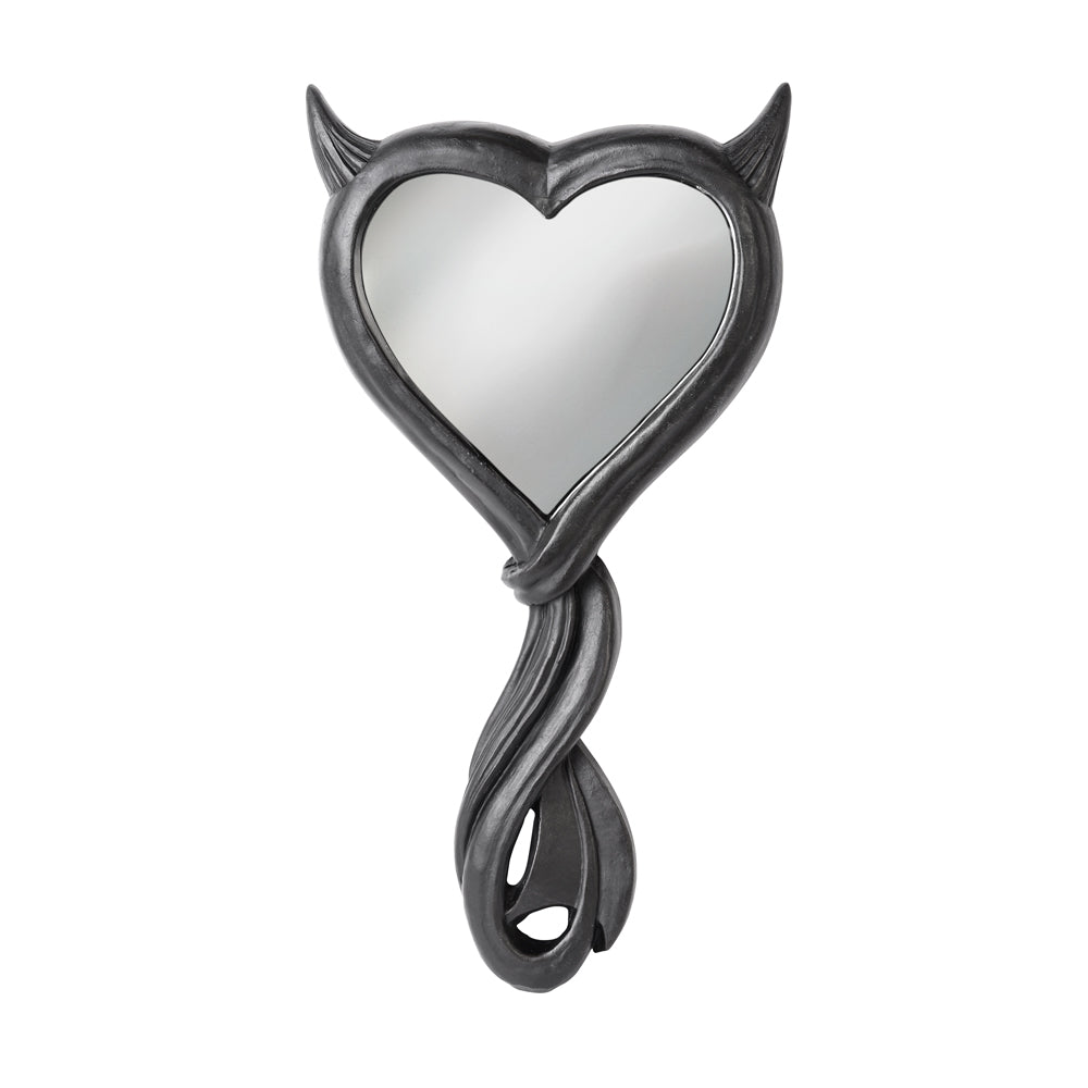 Alchemy Gothic Devil's Heart Hand Mirror (Black) (V80B)