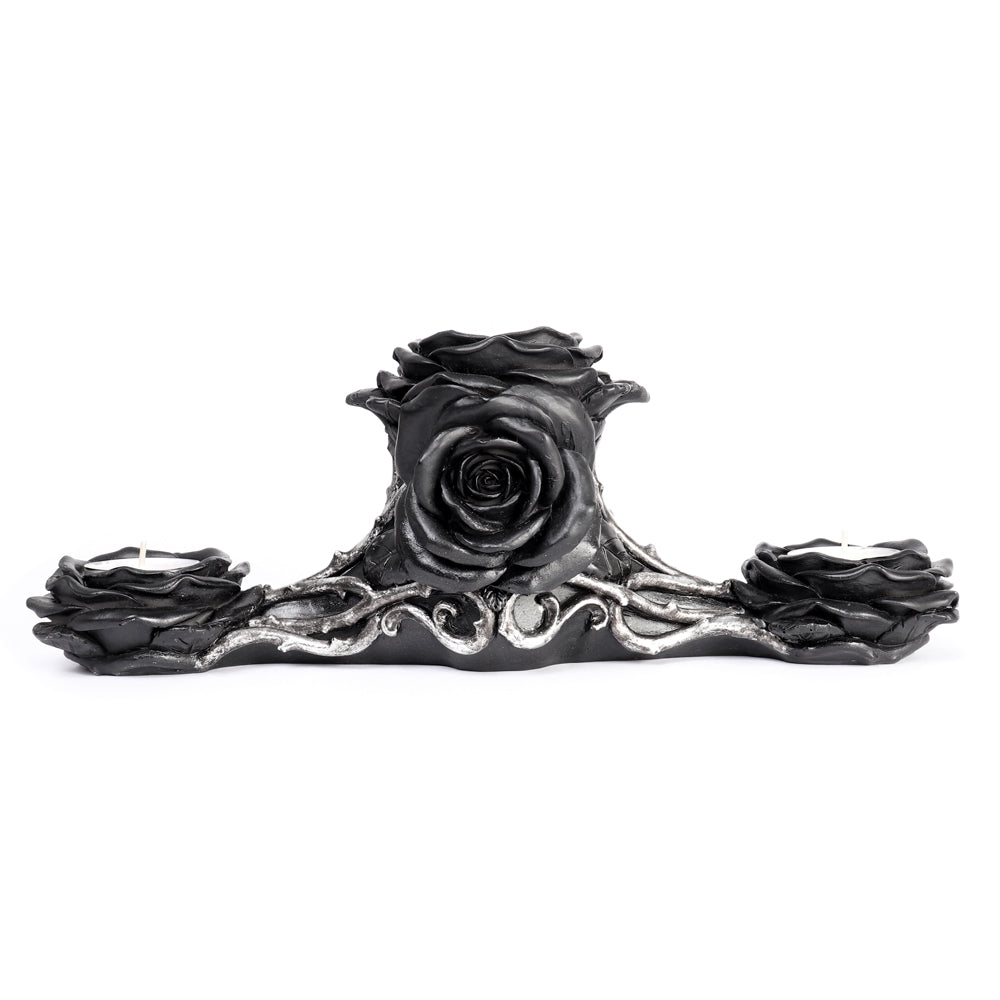 Alchemy Gothic Black Rose Triple T-Light Holder (V96)