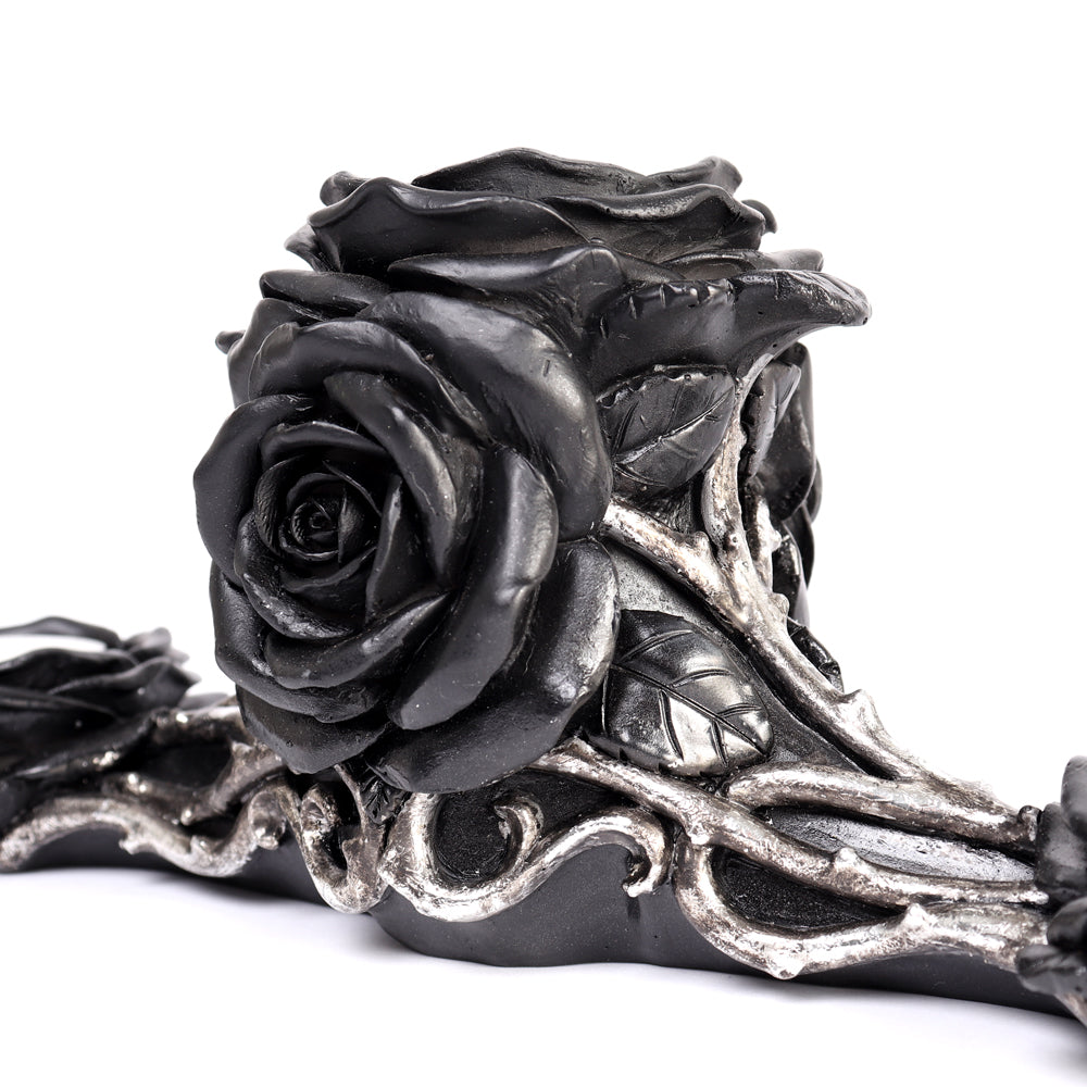 Alchemy Gothic Black Rose Triple T-Light Holder (V96)