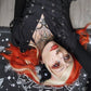 Dark in Love Ruptured Lace-Up Goth Shirt - D-Ring Hardware & Handkerchief Hem