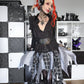 Dark in Love Ruptured Lace-Up Goth Shirt - D-Ring Hardware & Handkerchief Hem