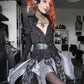 Dark in Love Ruptured Lace-Up Goth Shirt - D-Ring Hardware & Handkerchief Hem
