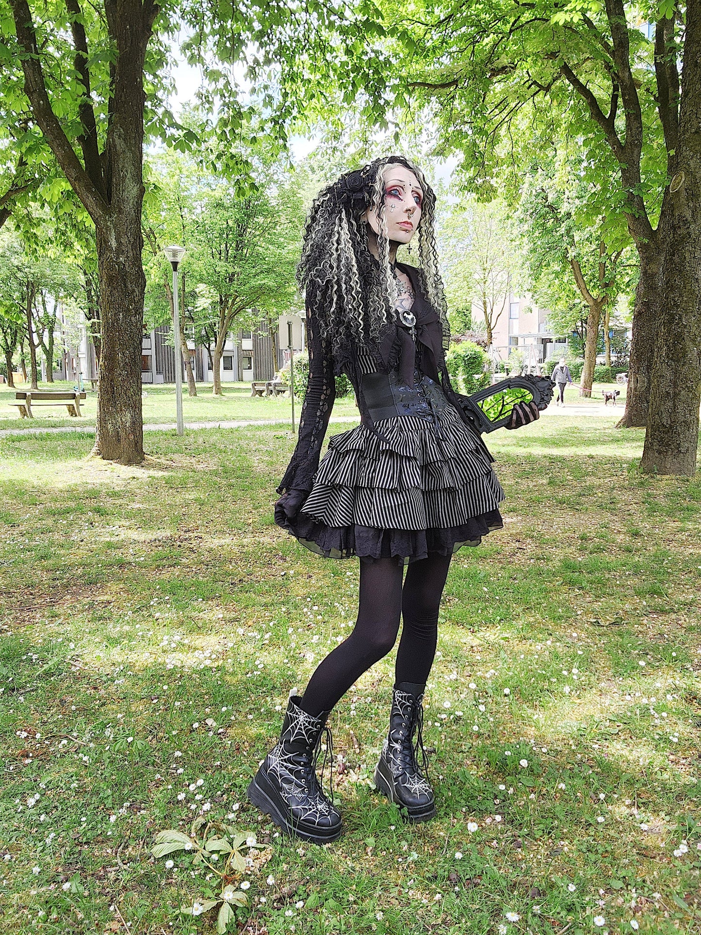 Dark in Love Vintage Striped Ruffle Tier Dress
