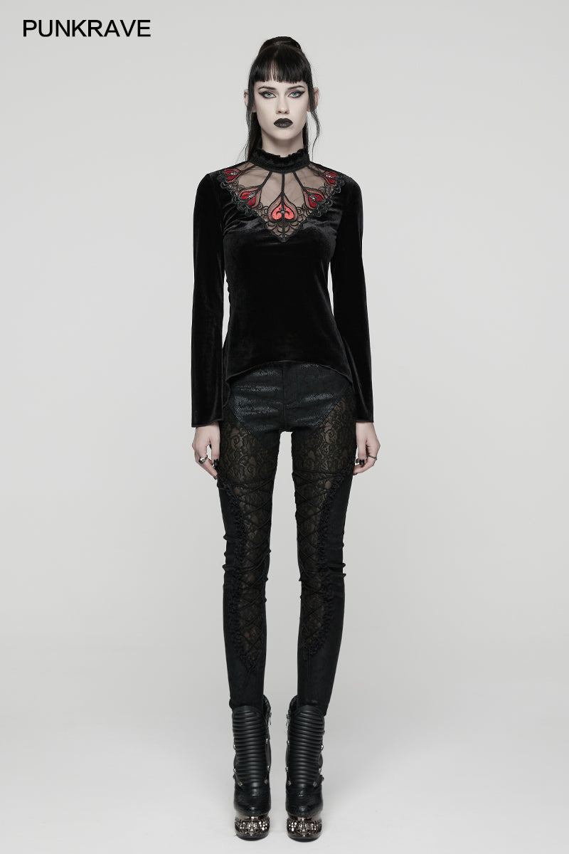 Punk Rave Belladonna Demon’s Hand Velvet T-Shirt in Red