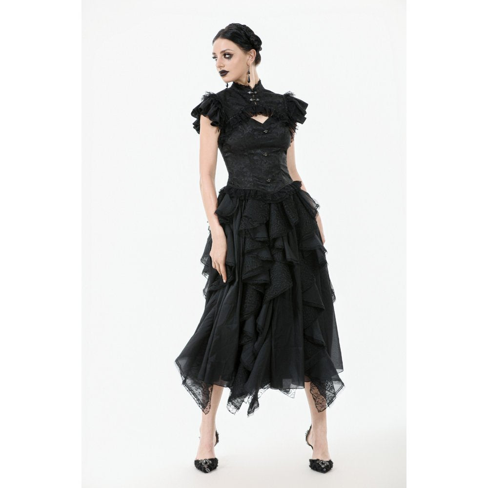 Dark in Love Seraphine Lace Shoulder Goth Top