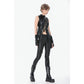 Dark in Love Punk Leather-Look Strap Detail Trousers