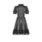 Dark in Love Belladonna Lace-Up High Collar Puff Sleeve Goth Dress  in Black