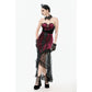 Dark in Love Crimson Queen Lace High-Low Goth Skirt in Burgundy & Black
