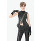 Dark in Love Punk Distressed Leather Lace-Up Top