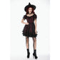 Dark in Love Burgundy & Black Lace Princess Dress with Stars Lace