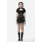 Dark in Love Draven Layered Mesh & Faux Leather Waist Cincher Skirt