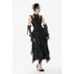 Dark in Love Seraphina Ruched Lace Goth Blouse in Black