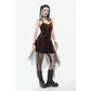 Dark in Love Bellatrix Red & Black Mesh Asymmetrical Dress