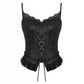 Dark in Love Black Lace Court Lace-Up Camisole