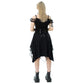 Poizen Industries Banshee Gothic Mini Dress - Cold Shoulder Mesh & Lace-Up