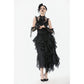 Dark in Love Seraphina Ruched Lace Goth Blouse in Black
