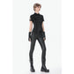 Dark in Love Punk Leather-Look Strap Detail Trousers