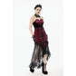 Dark in Love Crimson Queen Lace High-Low Goth Skirt in Burgundy & Black