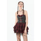 Dark in Love Red-Black Plaid Leather Layered Punk Sweetcore Dress