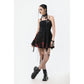 Dark in Love Nyssa Black & Red Strap Detail Goth Mini Dress