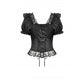 Dark in Love Seraphina Ruched Puff Sleeve Corset Top in Black