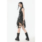 Dark in Love Elandra Layered Lace Handkerchief Hem Goth Skirt in Charcoal Black