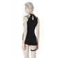 Dark in Love Enyo Mesh Strap Goth Halter Top in Black
