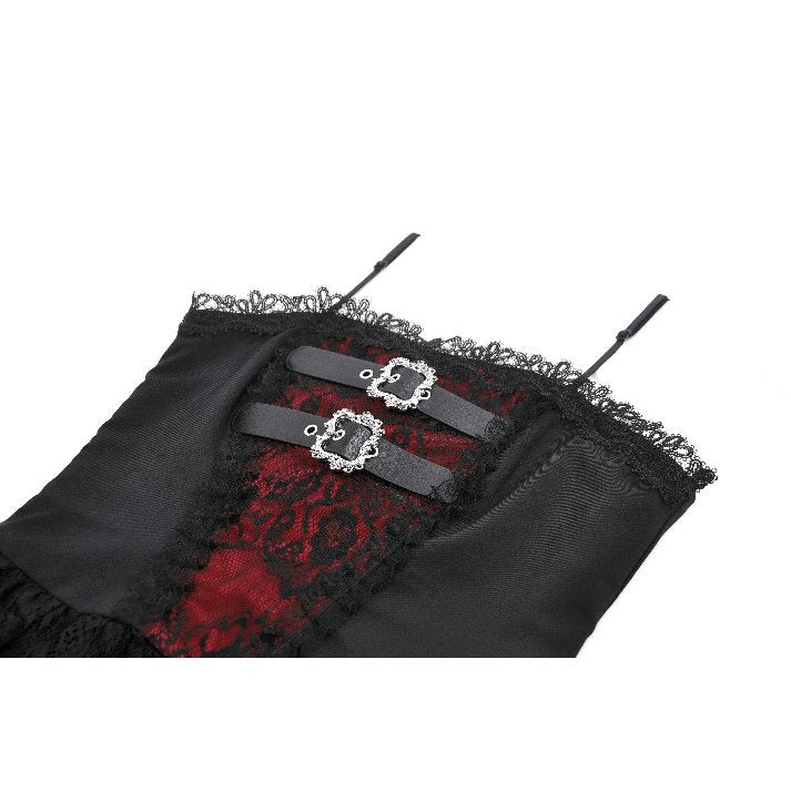 Dark in Love Crimson Shadow Layered Lace Cake Dress