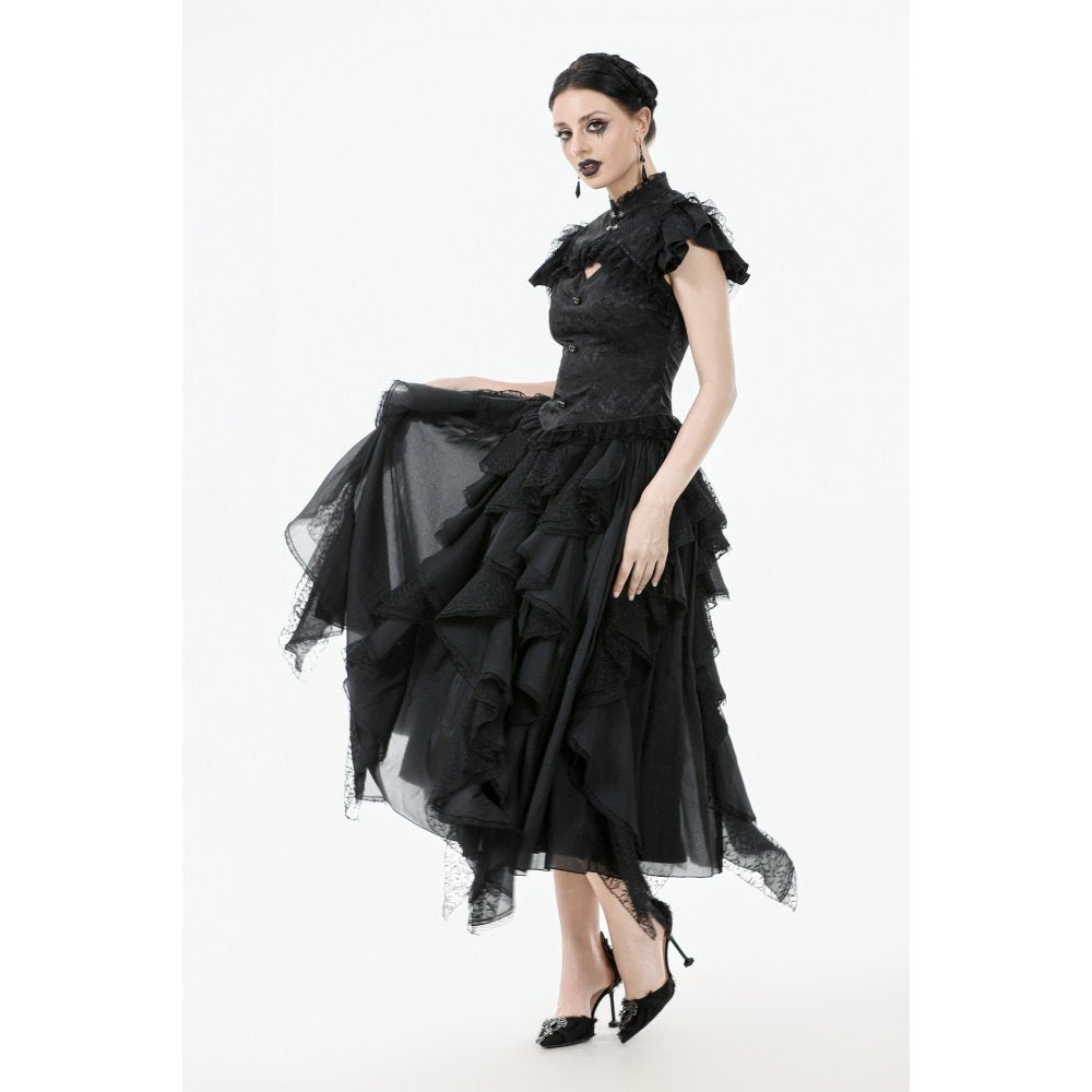Dark in Love Seraphine Lace Shoulder Goth Top