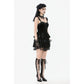 Dark in Love Nocturne Ruffled Velvet Lace Goth Dress in Black