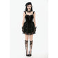 Dark in Love Nocturne Ruffled Velvet Lace Goth Dress in Black