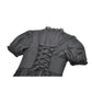 Dark in Love Belladonna Lace-Up High Collar Puff Sleeve Goth Dress  in Black