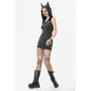 Dark In Love Salem Striped Cat Ear Hoodie Dress - Size UK 22 Left Only!