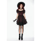 Dark in Love Burgundy & Black Lace Princess Dress with Stars Lace