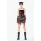 Dark in Love Punk Black and Tartan Cross Strap Nevida Top