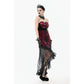 Dark in Love Crimson Queen Lace High-Low Goth Skirt in Burgundy & Black