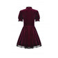 Dark in Love Ophelia Lace Collar Burgundy Velvet Goth Dress